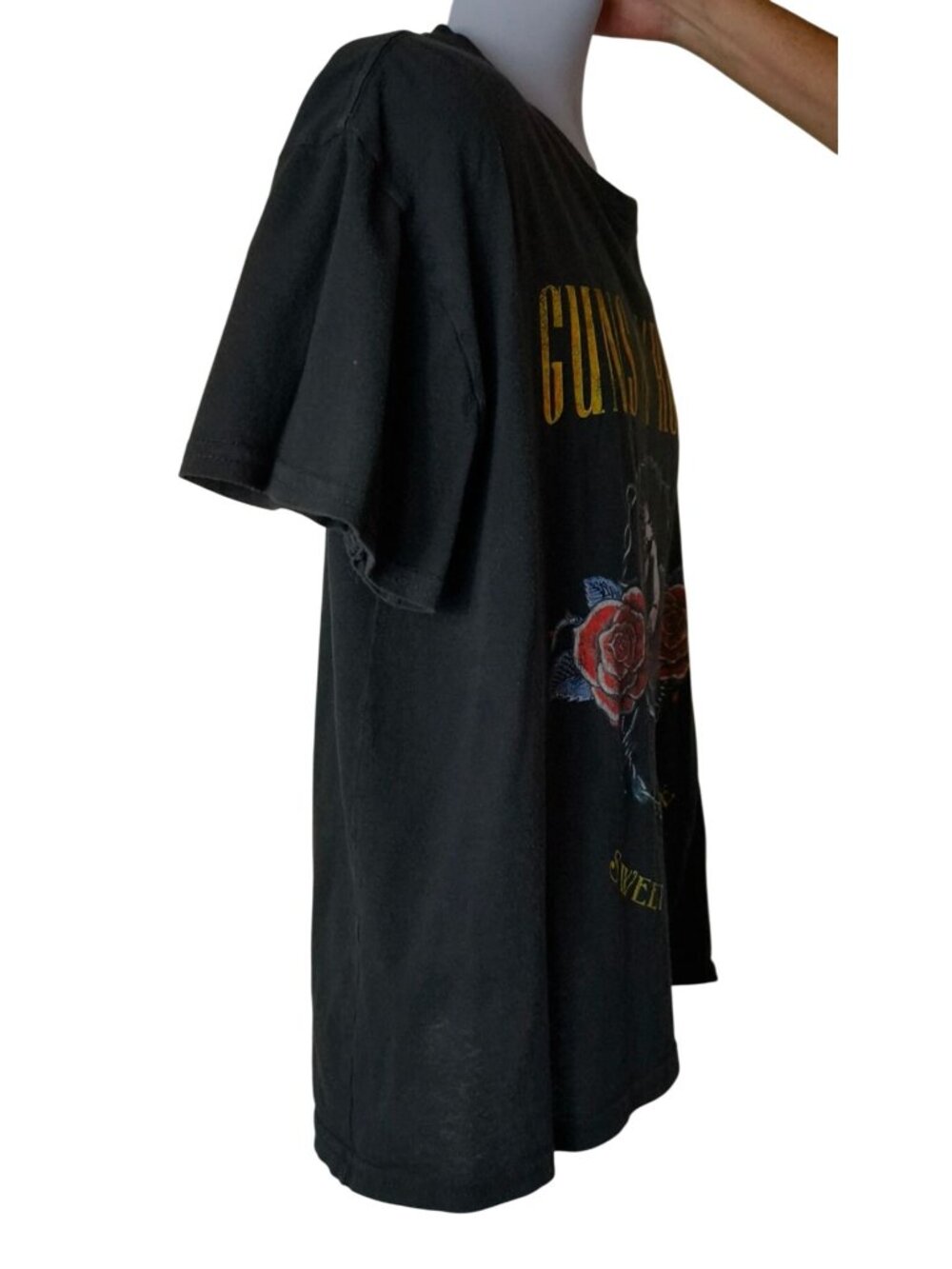 VTG Guns N Roses XL Tee Sweet Child O Mine Rock Band Tour Graphic Black Tee 80's - Picture 5 of 6